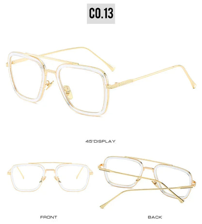 Sun Glasses Fashion Square frame Tony Stark Style Women Sunglasses Men Square Brand Design Sun Glasses Oculos Retro Male Iron