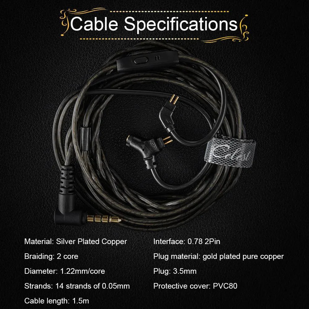 Kinera Celest Wyvern Black Dragon In-Ear HiFi Earphones 10mm LCP Dynamic Drive Music Gaming Earphones 3.5mm Type-C Lightning MIC