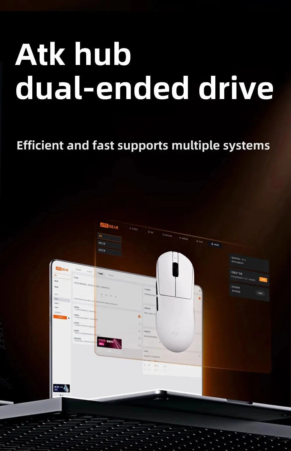 ATK Dragonfly A9 Wireless Gaming Mouse, PAW3950 Sensor, Tri-Mode Bluetooth Mouse, 30,000 DPI, 8KHz Polling Rate, Lightweight Ergonomic Esports Mouse