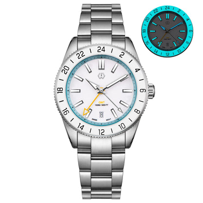 WSD9025 New man's Automatic Watch Quartz Swiss Movement BGW9 Luminous Bezel 4-Pin GMT 150 Meters Waterproof Diving