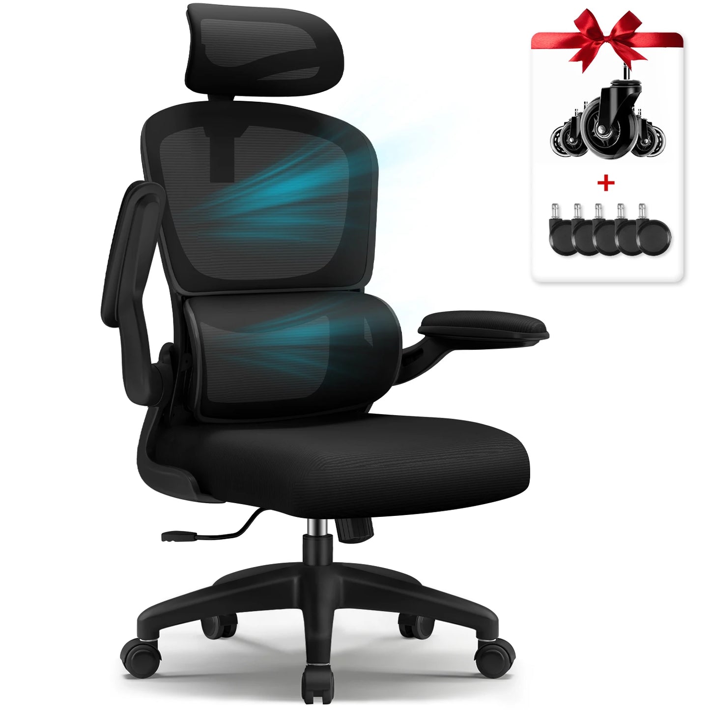 Daccormax Ergonomic Office Chair with Lumbar Support, Adjustable Headrest & Armrests, Computer Desk Chair with 150kg Capacity