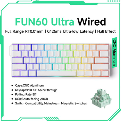 Akko MonsGeek FUN60 Ultra mechanische Gaming-Tastatur, magnetische Switches, 60 %, Rapid Trigger, 8K HE/TMR, Custom-Aluminium-Tastatur für Gamer
