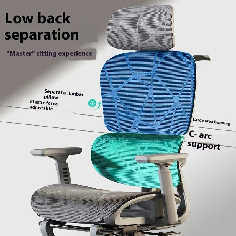 Ergonomic Gaming Computer Chair Adjustable Office Chair with Lumbar Support, Mesh Executive Desk Chair with Headrest, Armrests & Foot Wheels