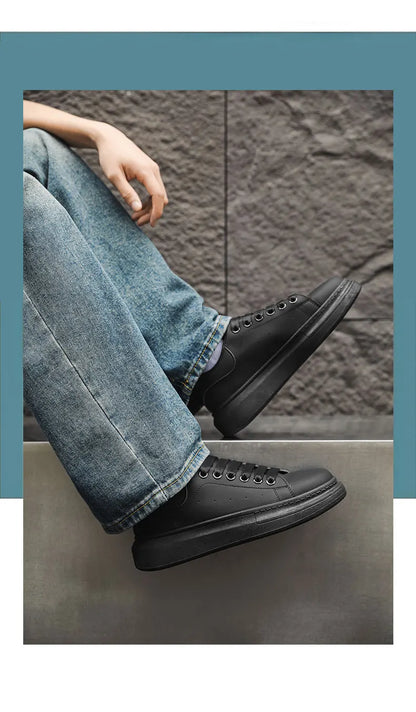 White Minimalist Sneakers For Men Comfy Leather Casual Sneakers Man Platform Skateboard Shoes Outdoor Low-cut Men's Sports Shoes