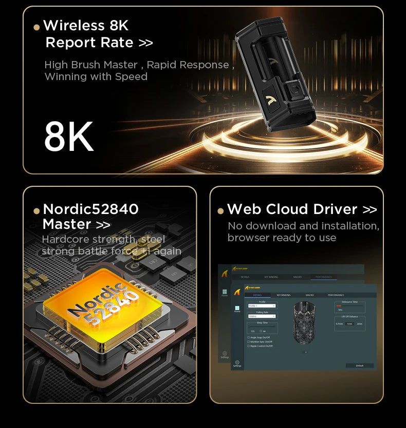 ATTACK SHARK R5 Ultra Carbon Fiber Wireless Gaming Mouse, 42g Lightweight Gaming Mouse, PAW3950MAX Sensor, 42000 DPI, 8000Hz, Tri-Mode Connectivity