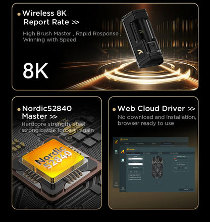 ATTACK SHARK R5 Ultra Carbon Fiber Wireless Gaming Mouse, 42g Lightweight Gaming Mouse, PAW3950MAX Sensor, 42000 DPI, 8000Hz, Tri-Mode Connectivity