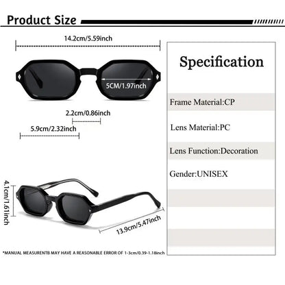 CATERSIDE Polygon Sunglasses Fashion Men Small Frame Gradient Lens Sun Glasses for Summer Beach Party Ideal Choice for Gifts