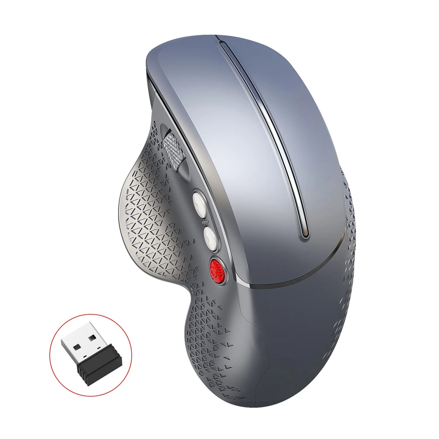 HXSJ T32 2.4G Wireless Ergonomic Vertical Mouse, 4800 DPI Wireless Gaming Mouse with Side Metal Roller, USB Ergonomic Mouse for PC, Laptop & Office