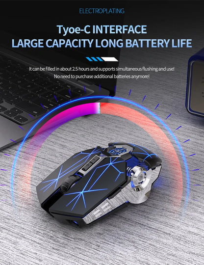 Rechargeable 2.4G Wireless Mouse 1600 DPI Silent Optical Mouse for Laptop, PC, MacBook, USB Wireless Computer Mouse with 6 Buttons