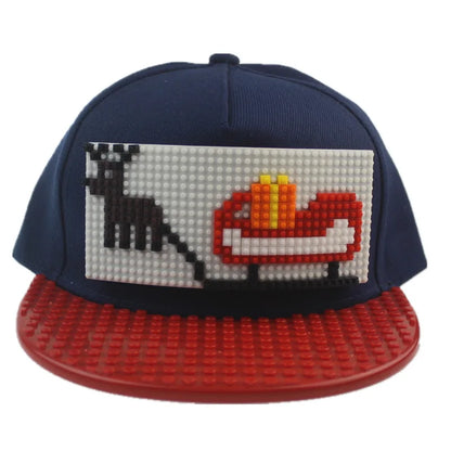 Tegneserie-patchwork-baseballkasketter, DIY-blokke, snapback-kasketter, hiphop-kasketter til mænd og kvinder, aftagelige pixel-kasketter, dad hats, kasketter til børn og voksne