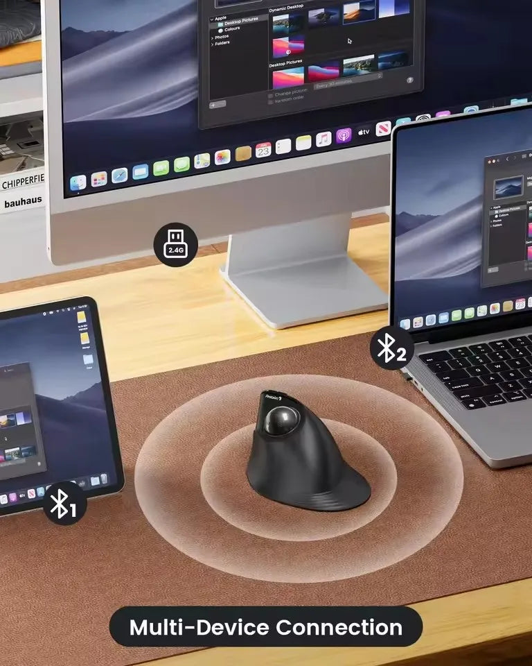 ProtoArc EM05NL Ασύρματο ποντίκι trackball επαναφορτιζόμενο Bluetooth, εργονομικό κάθετο ποντίκι rollerball για υπολογιστή, iPad, Mac, Windows