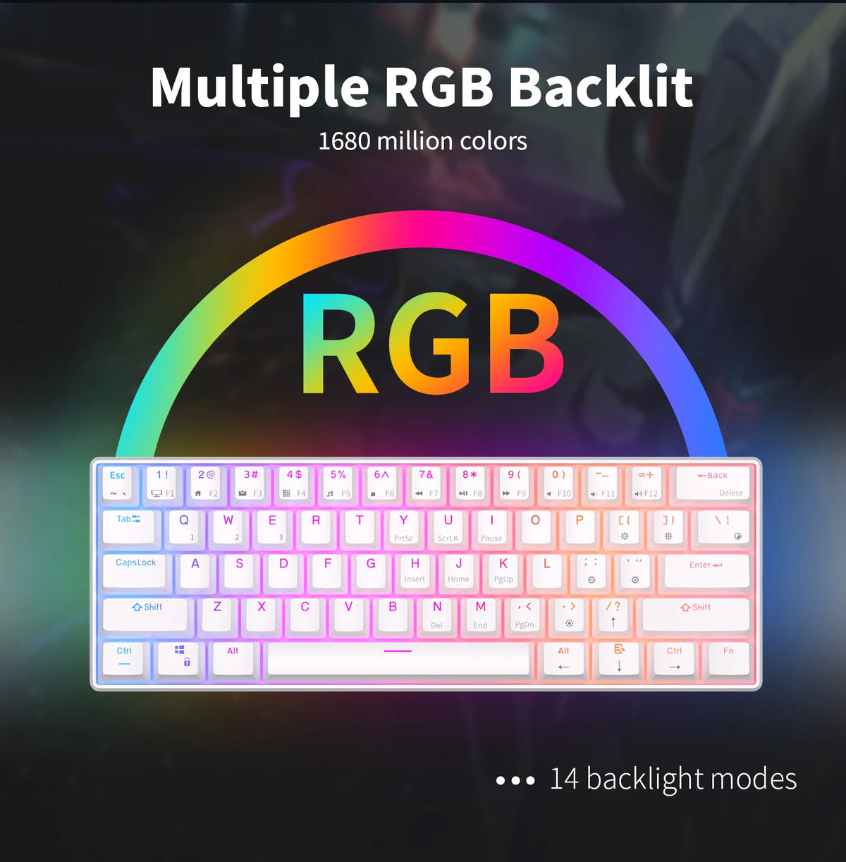 RK Royal Kludge RK61 2.4G Wireless Bluetooth Mechanical Keyboard Tri-mode 61 Keys RGB Backlit Mini Hot-swappable Gamer Keyboard