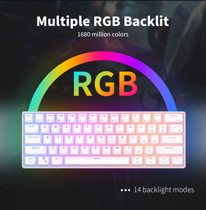 RK Royal Kludge RK61 2.4G Wireless Bluetooth Mechanical Keyboard Tri-mode 61 Keys RGB Backlit Mini Hot-swappable Gamer Keyboard