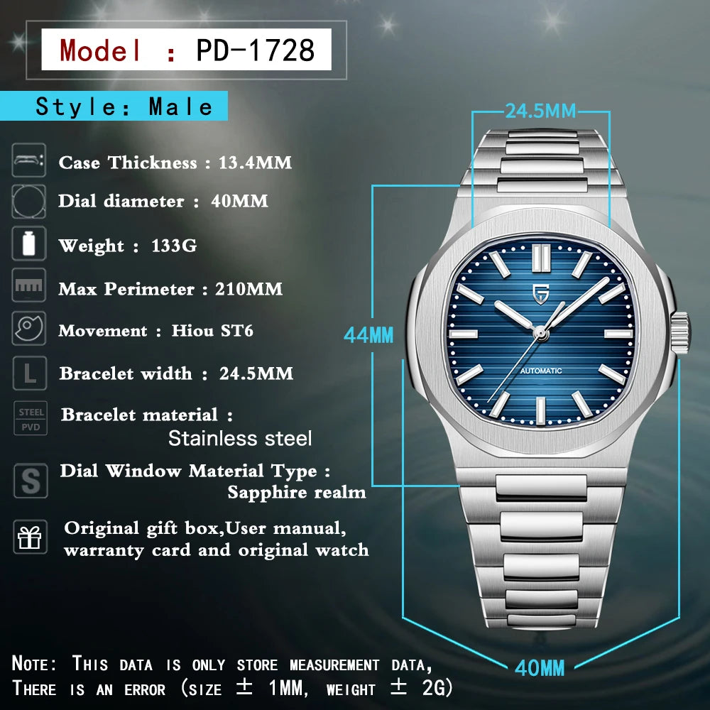 PAGANI DESIGN 2025 New Men's Watches Luxury Automatic Watch For Men Mechanical 40MM WristWatch Stainless Steel AR Sapphire glass