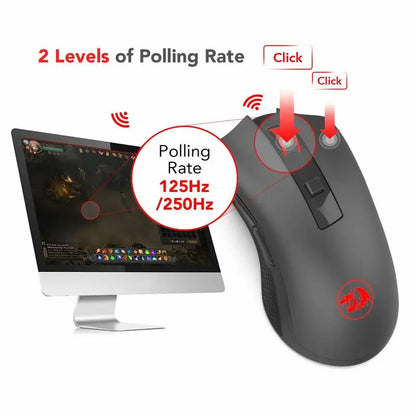 Redragon M652 optički 2.4G bežični miš s USB prijamnikom, prijenosni miš za gaming i ured, 5 podesivih razina DPI-ja