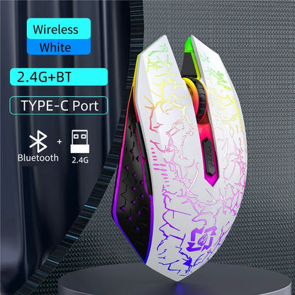 RGB Gaming Mouse Wireless Bluetooth 5.2 Mouse 1600DPI Ergonomic Silent 6 Button Rechargeable Mouse for PC MacBook Gaming & Office