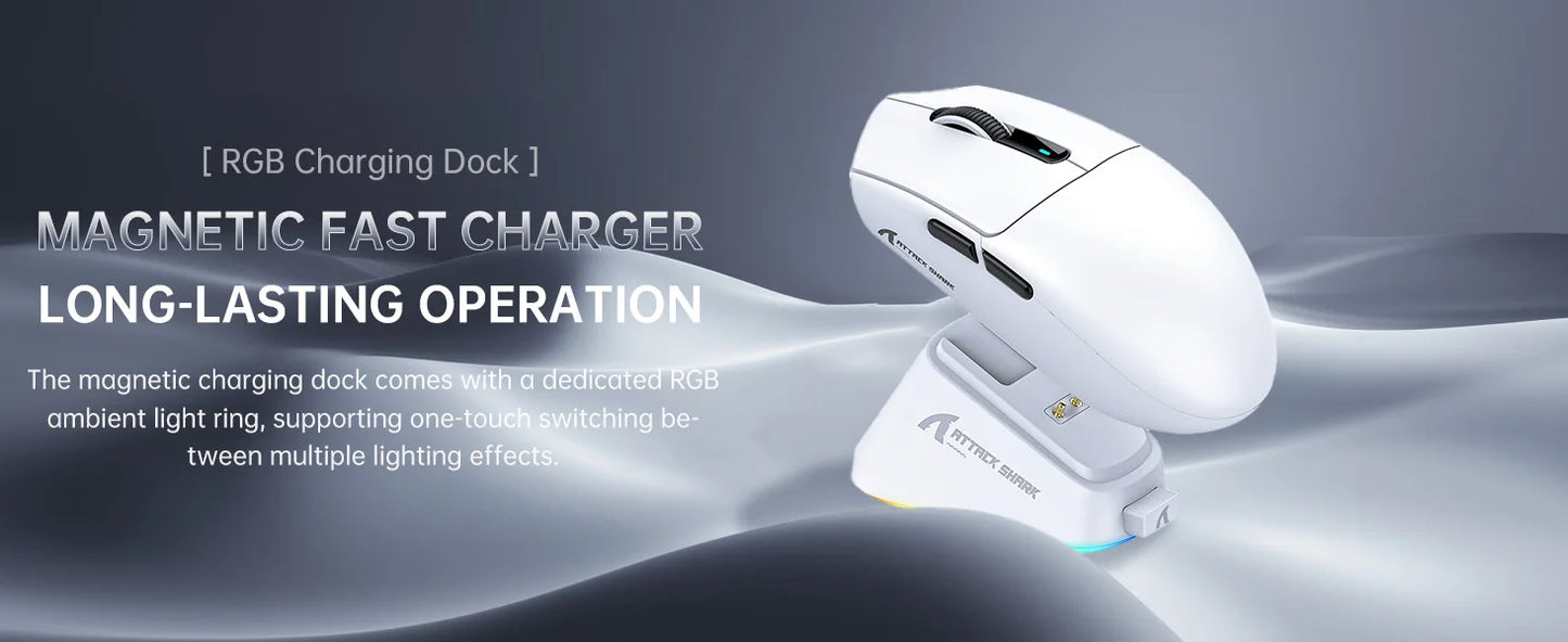 ATTACK SHARK G3PRO Tri-Mode Wireless Gaming Mouse with Charging Dock, 25000 DPI Ultra Lightweight Gaming Mouse, PAW3311 Sensor, Bluetooth & 2.4GHz