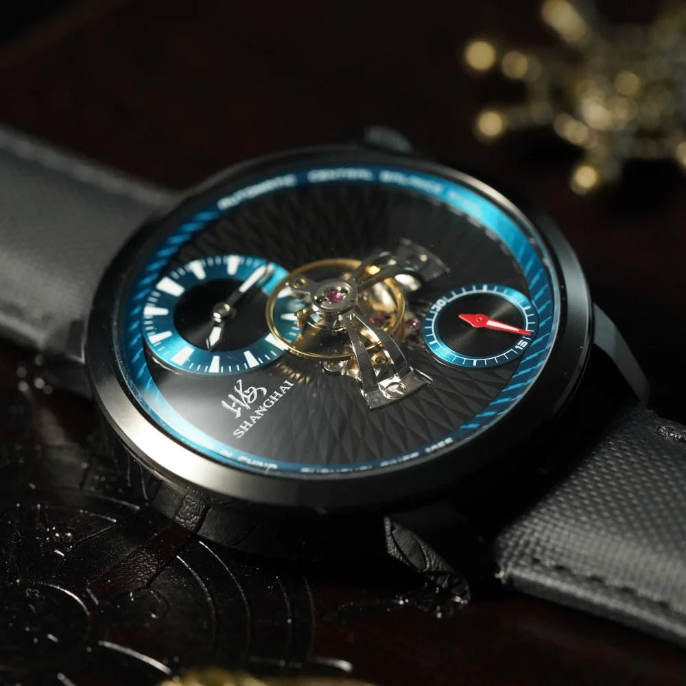 Shanghai Watch Sky Dome Men's Automatic Watches 42mm Center Flywheel Mechanical Wristwatch 5Bar Waterproof Watches Reloje S2101