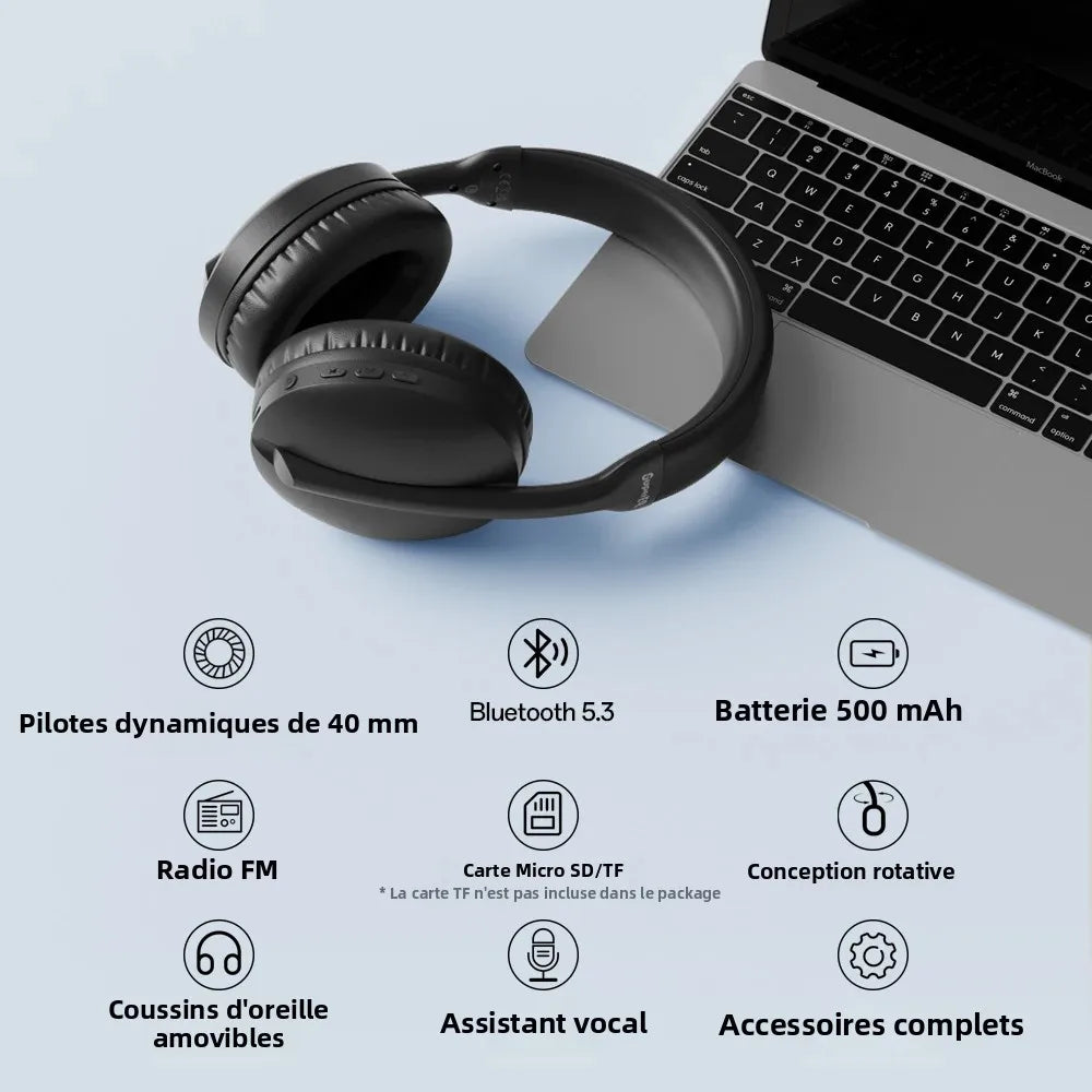 OneOdio SuperEQ S6001 Bluetooth Headphones Over-Ear Wireless HiFi Stereo Headphones with Bluetooth 5.3, TF Card, FM Radio & Microphone
