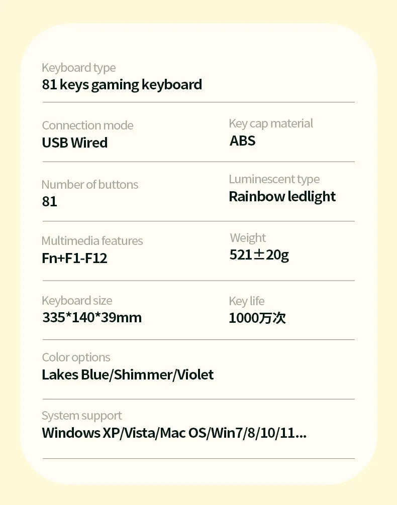 K81 Gaming Keyboard 81-Key 80% Wired RGB Gaming Keyboard with Volume Knob, Ergonomic USB Gaming Keyboard for PC, Laptop, Mac & Multi-Language Layouts