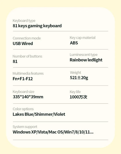 K81 Gaming Keyboard 81-Key 80% Wired RGB Gaming Keyboard with Volume Knob, Ergonomic USB Gaming Keyboard for PC, Laptop, Mac & Multi-Language Layouts