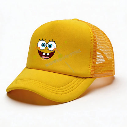 Cappellino da baseball Spongebob per bambini e adulti, cappellino in rete con emoticon, cappellino con visiera kawaii, giallo, cappellino estivo in stile anime, accessori per ragazze e ragazzi, regalo