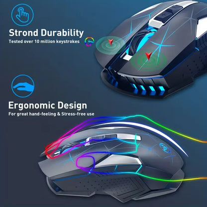 Wireless Gaming Mouse 2.4G Rechargeable Gaming Mouse with RGB Breathing Light, 2400 DPI, 6 Buttons, Instant Response Wireless Mouse for PC, Laptop & Gaming Switch