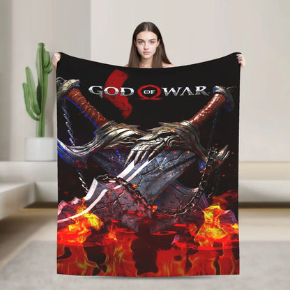 God of War Game Gamers Kratos Blanket  Decorative Flannel Bedding Throws For Couch Chair Sofa Bed Soft Bedspread Gift Idea