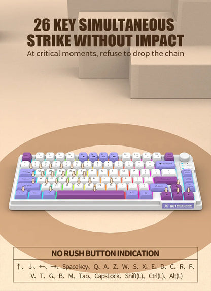 K81 Gaming Keyboard 81-Key 80% Wired RGB Gaming Keyboard with Volume Knob, Ergonomic USB Gaming Keyboard for PC, Laptop, Mac & Multi-Language Layouts