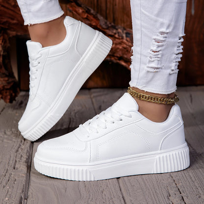 ZERJER Baskets unisexes, nouvelle collection, grandes tailles, chaussures de sport rétro classiques pour hommes, chaussures de skate, chaussures de tennis blanches à semelle épaisse, couleur unie