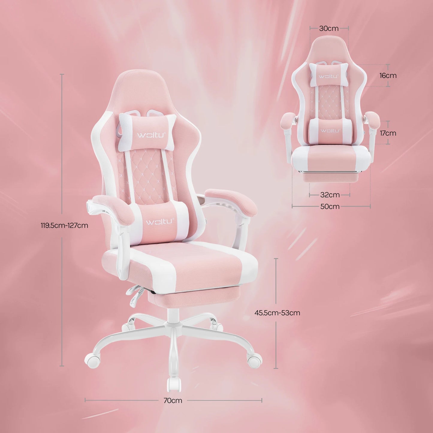 Fotel komputerowy obrotowy WOLTU z funkcją masażu, ergonomiczny fotel biurowy z poduszką i podnóżkiem, gamingowy fotel z regulacją wysokości