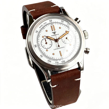 38mm Tandorio Retro Men's Watch Sport Watches Miyota OS20 Movement Chronograph Quartz Clock Black Dial Bubble Arched Glass