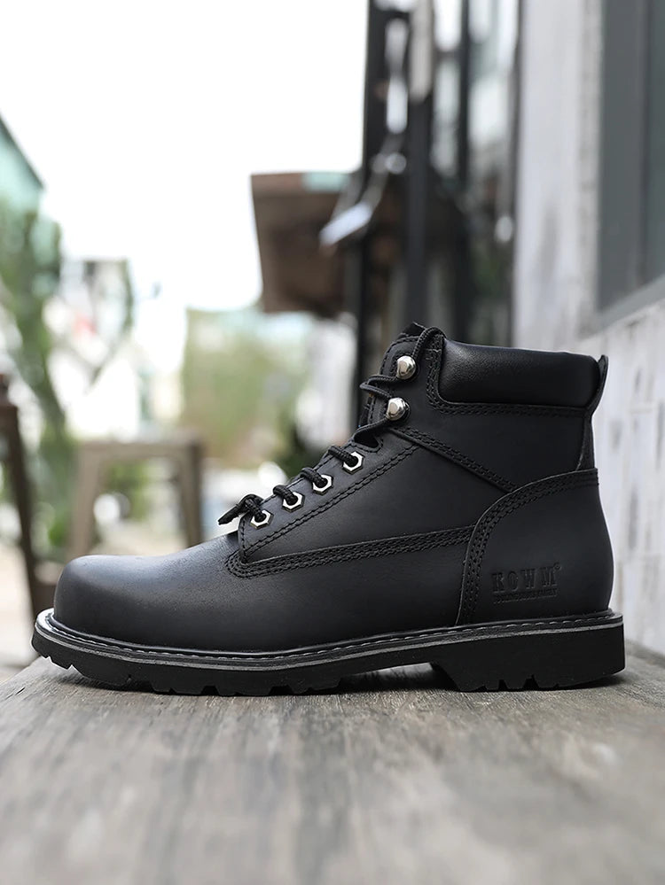 KOWM Scarpe da trekking da uomo in pelle bovina per attività all'aperto, impermeabili, tattiche, scarpe da deserto, stivali da caccia, stivali da neve, sneakers con pelliccia, scarpe da trekking da donna