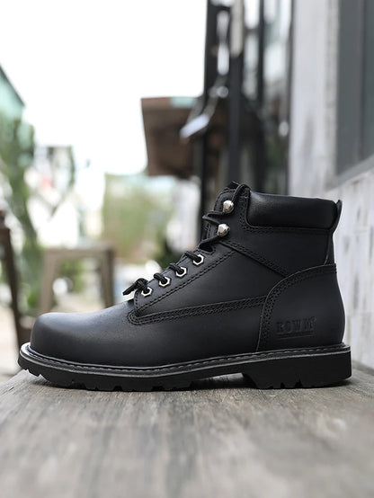 KOWM Scarpe da trekking da uomo in pelle bovina per attività all'aperto, impermeabili, tattiche, scarpe da deserto, stivali da caccia, stivali da neve, sneakers con pelliccia, scarpe da trekking da donna