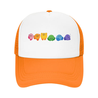 Adult Kirbys Rainbow Trucker Caps Vintage Mesh Baseball Caps Snapback Caps  Dad Hat Sun Hat Breathable Sports Cap Wholesale New