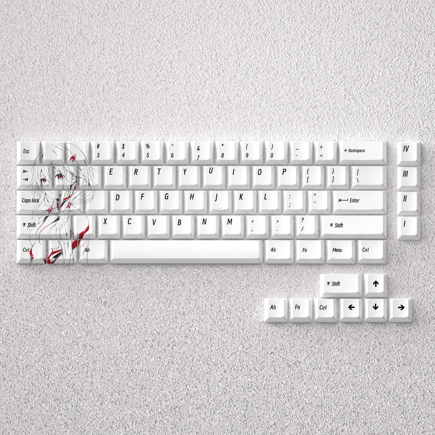 73 Keys PBT Dye Sublimation Cherry Yuzuriha Inori Anime for 60 65 68 Layout Mechanical Keyboard GK61 Anne Pro 2
