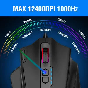 E-YOOSO X-41 Pro USB Wired Gaming Mouse, RGB Programmable Gaming Mouse with 12400 DPI, 11 Programmable Buttons, Ergonomic Optical Mouse for PC & Laptop