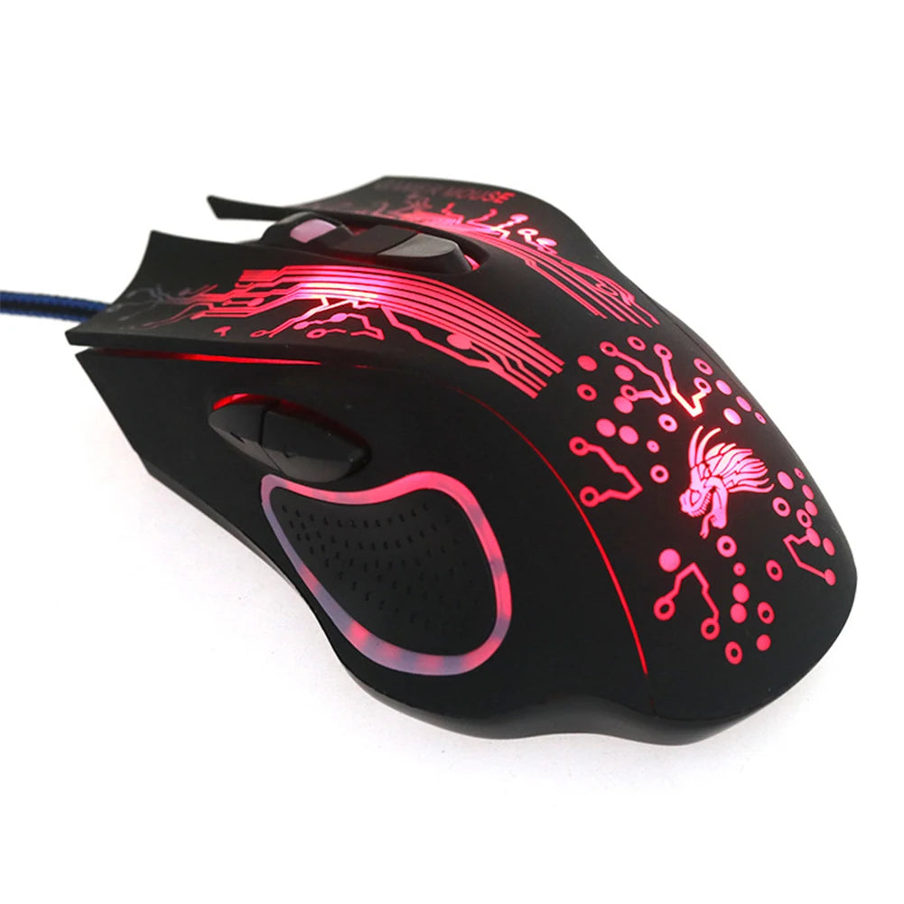 USB Wired Gaming Mouse RGB LED 2400 DPI Professional Gaming Mouse, Ergonomic USB Wired Gaming Mouse for PC, Laptop, Dota 2 & LOL