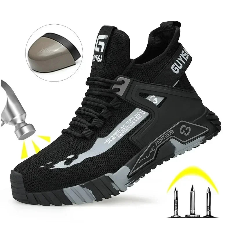 Chaussures de travail montantes en acier pour hommes et femmes, bottes de sécurité anti-crevaison, bottes invisibles à boucle, Parker