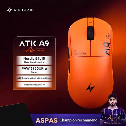 ATK Dragonfly A9 Wireless Gaming Mouse NearLink Tri-Mode Dual 8K Ultra-Lightweight Ergonomic Esports Mouse