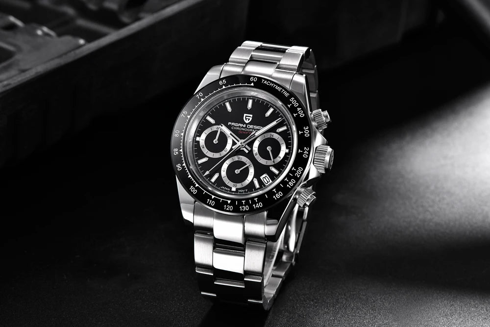 Zegarek męski PAGANI DESIGN – model z kolorowymi tarczami, luksusowy zegarek kwarcowy na rękę, chronograf wyposażony w mechanizm