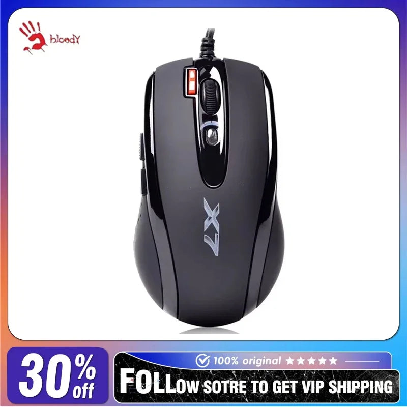 A4TECH Bloody X7-710K Wired Gaming Mouse 2000 DPI USB Gamer Mouse with Macro Programming for PC, Laptop & Esports