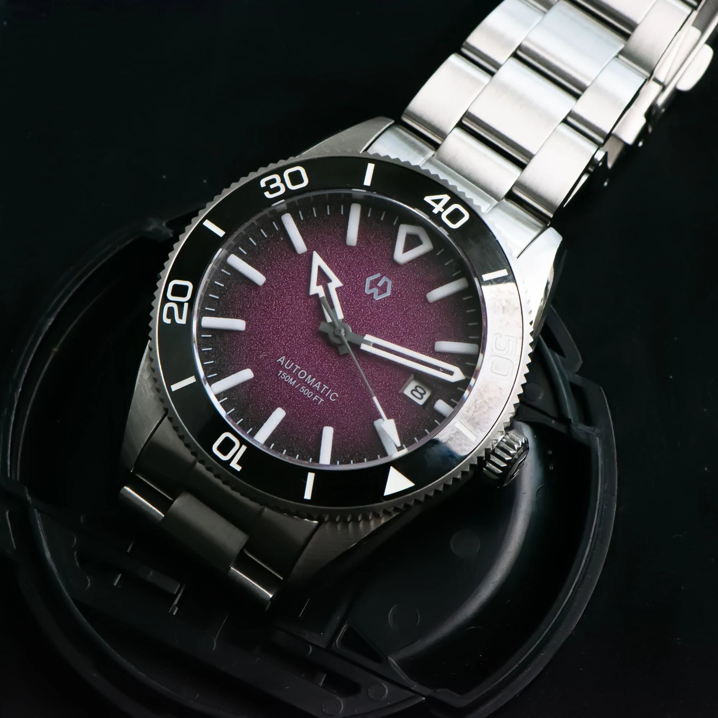 WSD9017 Men's Automatic Watch Mechanical 3D Dimensional Luminous Watch Needle Ceramic Bezel 150 Meters Waterproof Diving