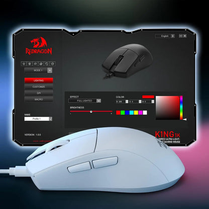 Igralna miška Redragon M724 z žico, ultra lahka 42G, optična, največ 12,400 DPI, 5 programabilnih gumbov