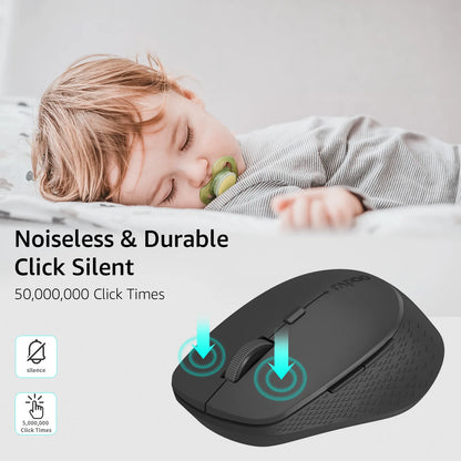 Rapoo M300G Silent Wireless Mouse, Bluetooth Multi-Mode Wireless Mouse, 2400 DPI Ergonomic Optical Mouse for Laptop, PC, Mac & Office