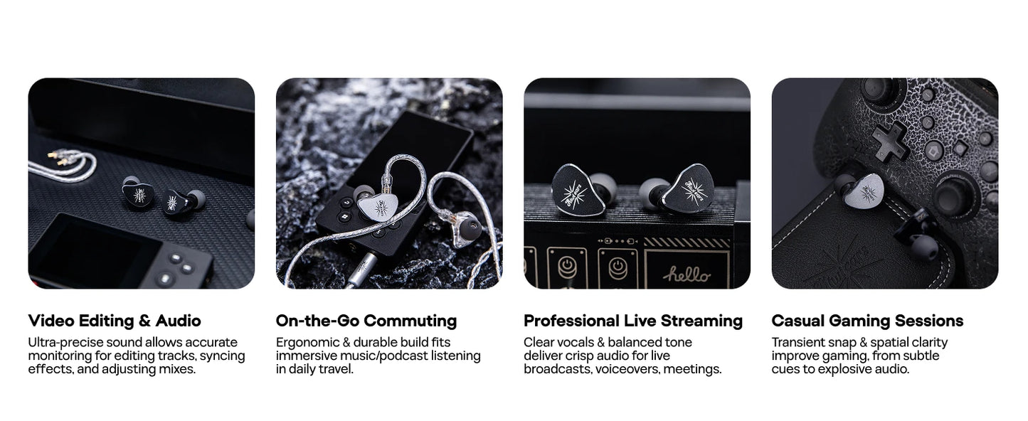 Linsoul Kiwi Ears Belle HiFi IEM Earphones 10mm DLC Dynamic Driver Wired In-Ear Monitors with Premium Sound Signature