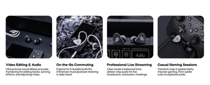 Linsoul Kiwi Ears Belle HiFi IEM Earphones 10mm DLC Dynamic Driver Wired In-Ear Monitors with Premium Sound Signature