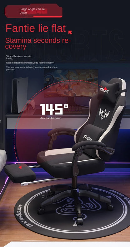 Ergonomic Gaming Chair with Latex Seat Cushion, Adjustable Backrest, Computer Office Chair, Racing Style Gamer Chair with Armrests
