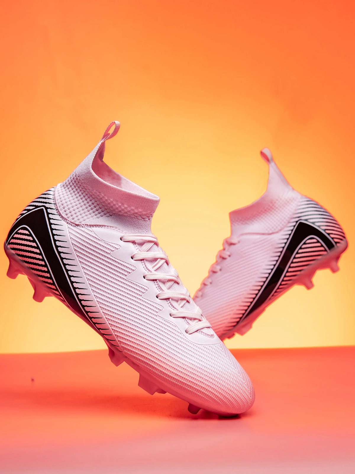 Chaussures de football pour adultes débutants AG FG, tige extensible en PU, coussin en TPU, crampons longs antidérapants, durables, pour entraînement sur gazon, niveau d'entrée