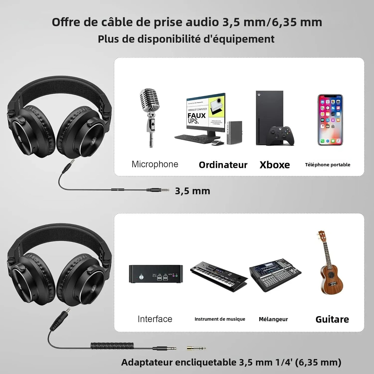 PUPGSIS Studio Headphones Professional DJ Wired Headphones 40kHz Hi-Res Stereo Recording Monitor Headset with 50mm Driver